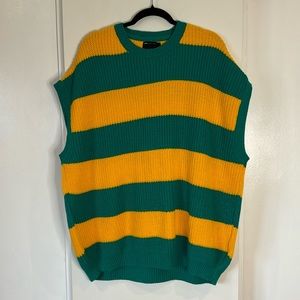 SOLD Striped sweater vest - teal and yellow